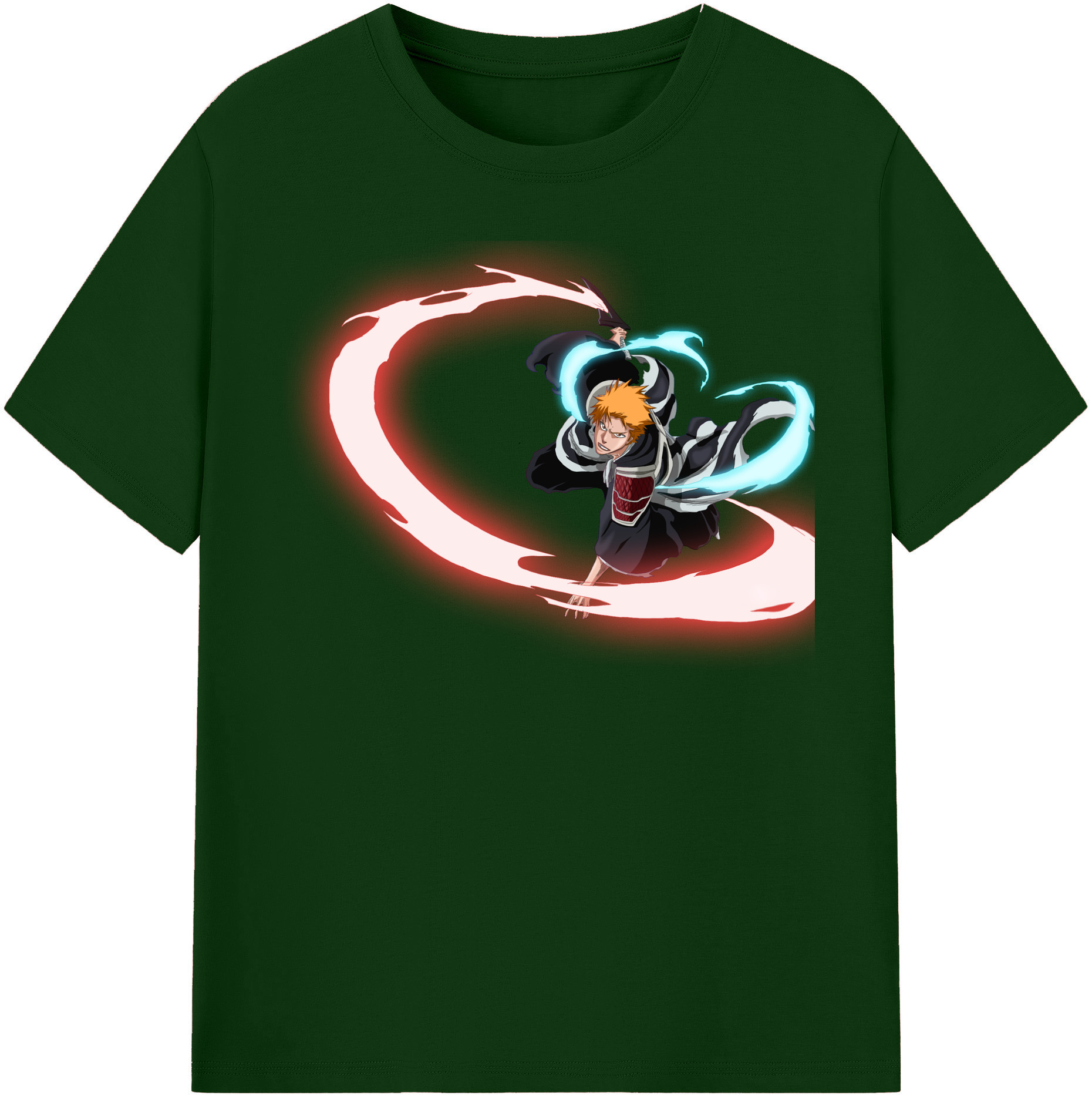 （画像用） ブリーチ 黒崎一護（くろさき いちご）BLEACH Kurosaki Ichigo 綿100％半袖Tシャツ（フロントプリント）